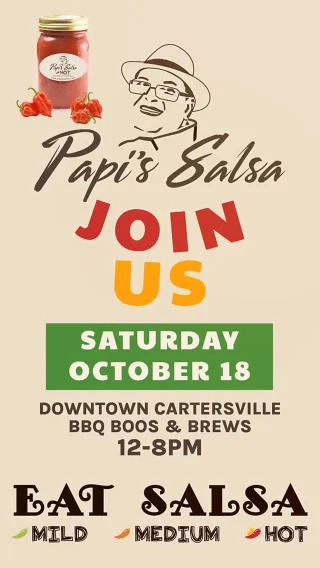 # EatSalsa but only #PapisSalsa this Saturday in #downtowncartersville #Cartersville at the #bbqboosandbrews fall #festival Keeping it #healthy with #natural and #organic ingredients.